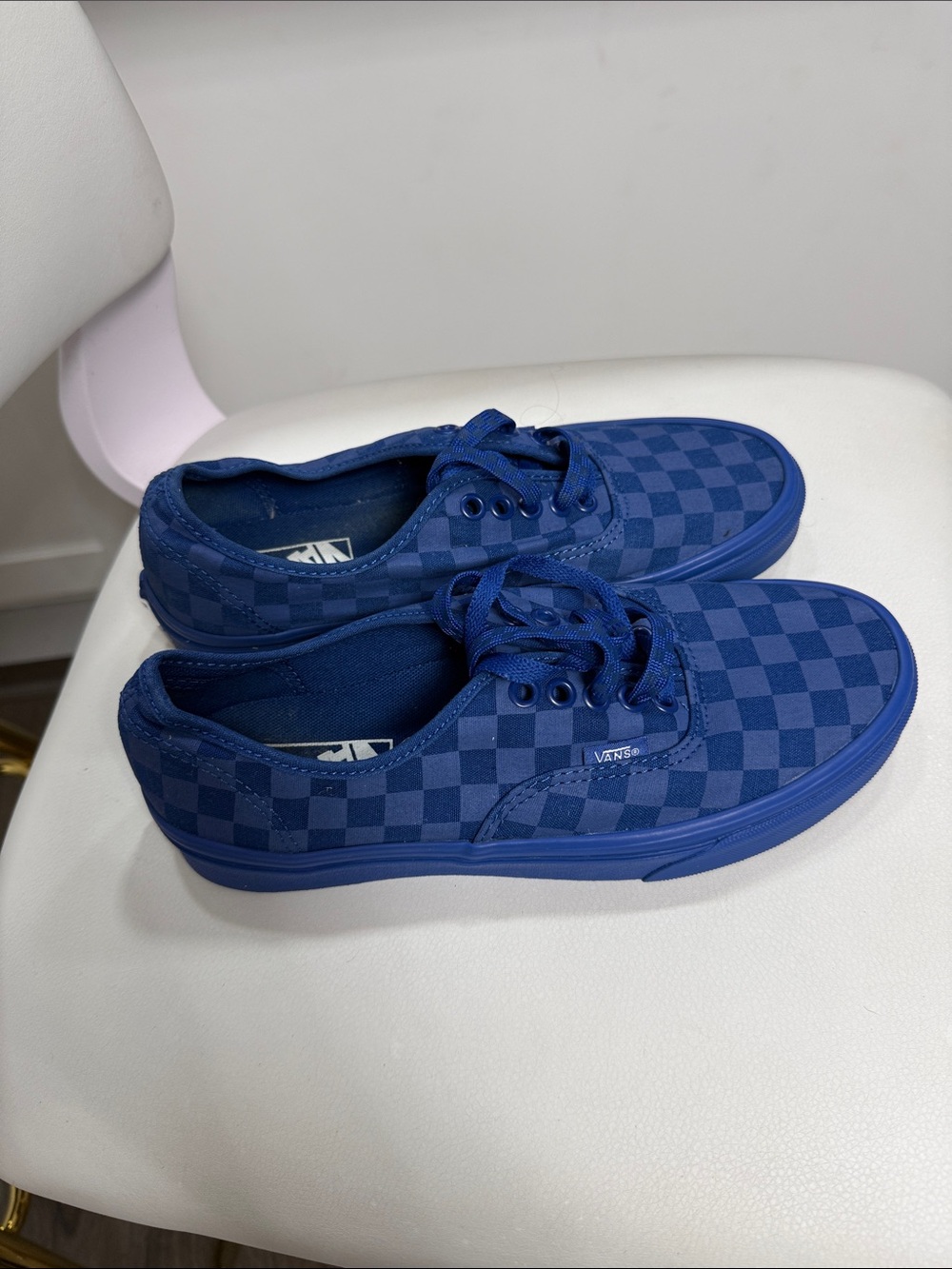 Vans Checkerboard Sneakers in Navy Blue